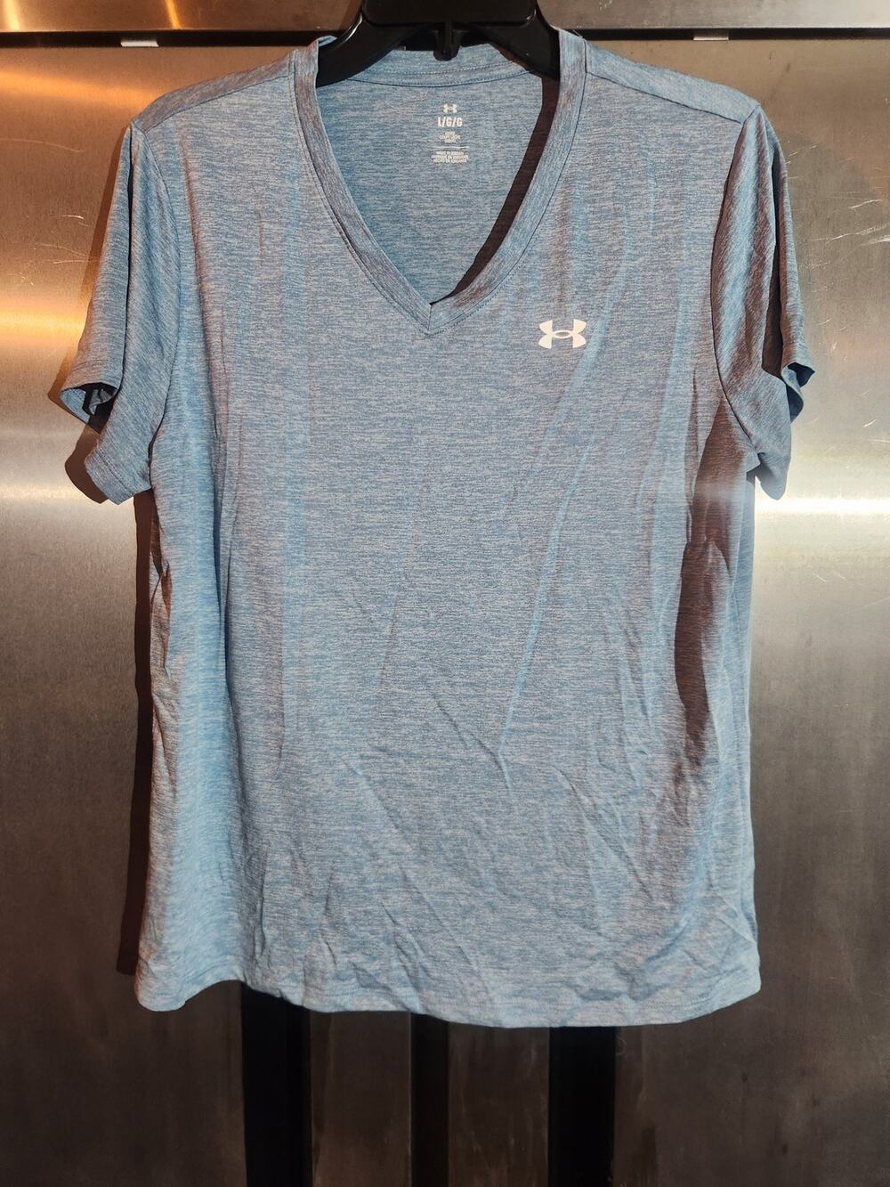 Under Armour Loose Fit V-Neck T-Shirt Light Blue Heather L